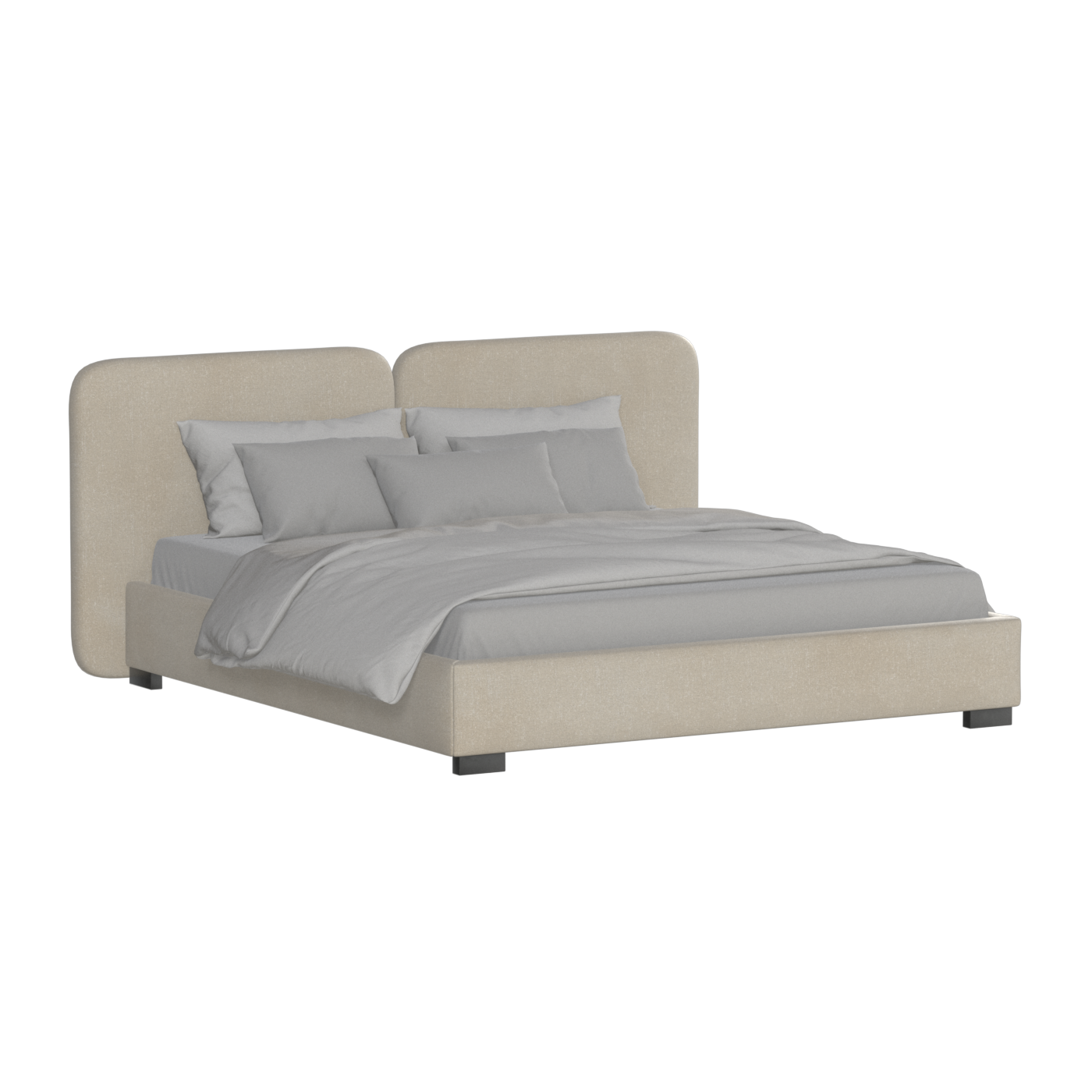 Chloe Upholstered Double Bed in Soft Woven Fabric