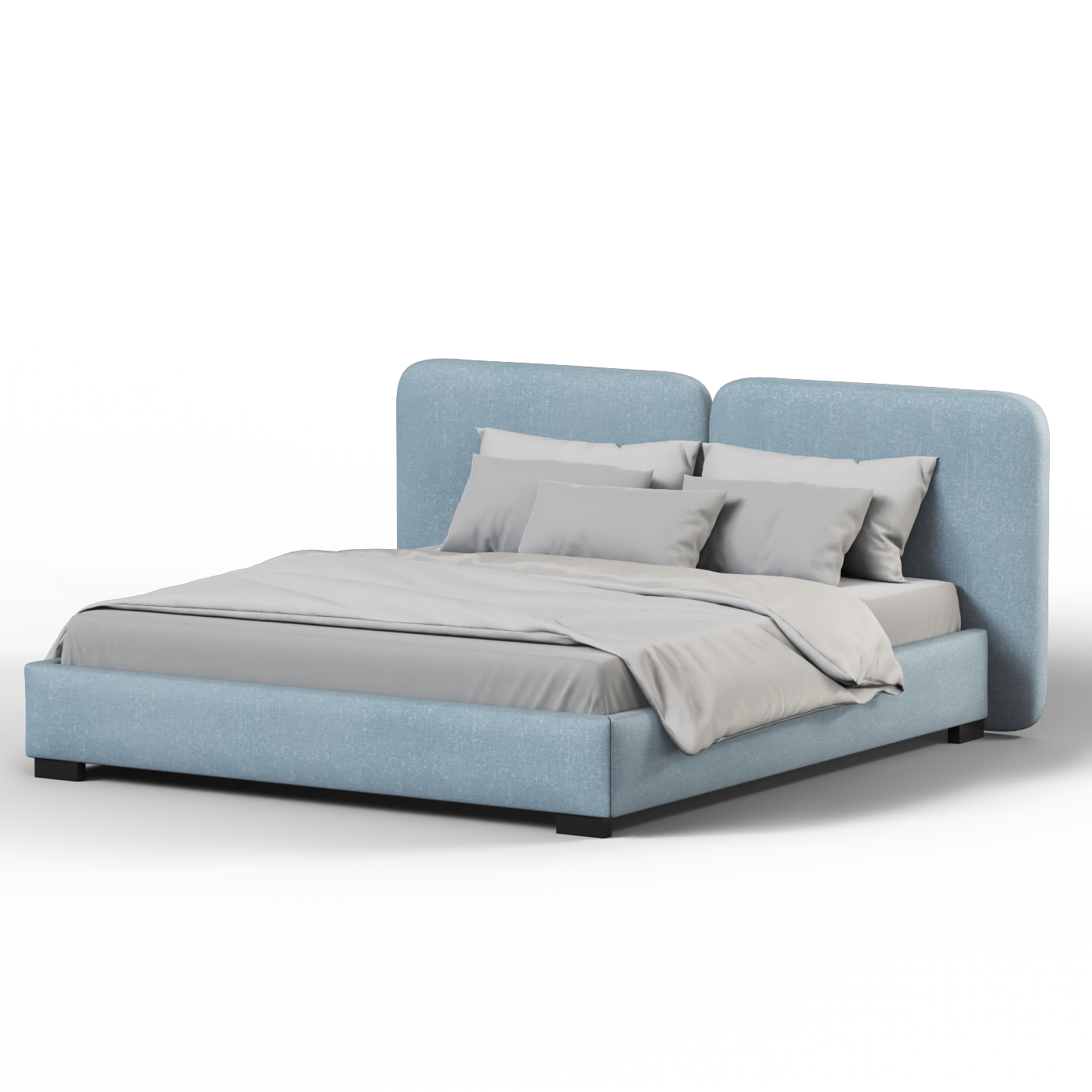 Chloe Upholstered Double Bed in Soft Woven Fabric