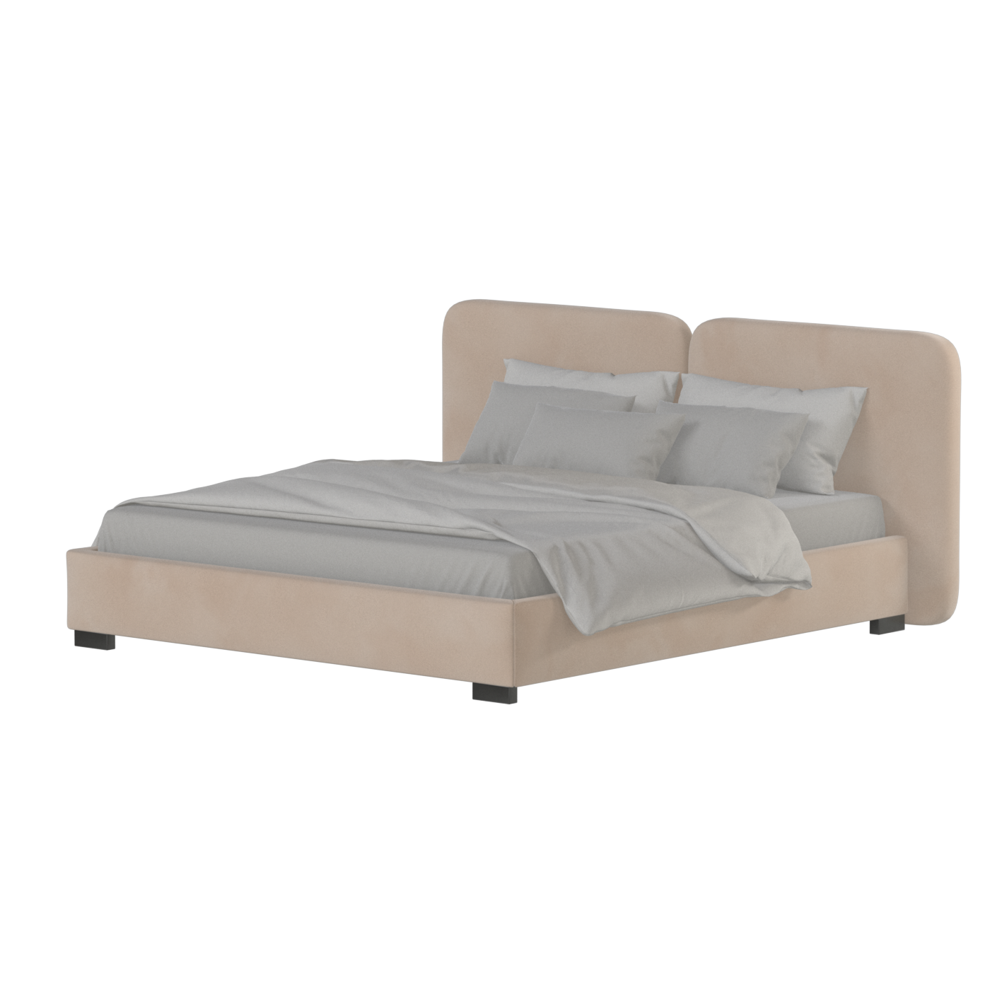 Chloe Upholstered Double Bed in Soft Woven Fabric