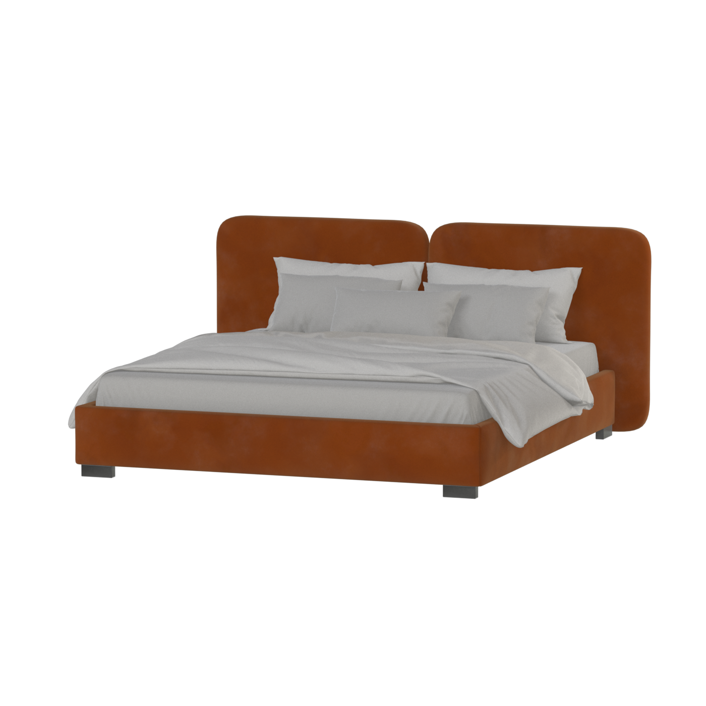 Lit double rembourré Chloé en tissu tissé doux
