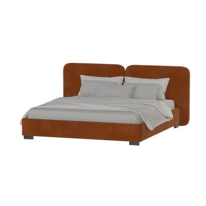 Lit double rembourré Chloé en tissu tissé doux