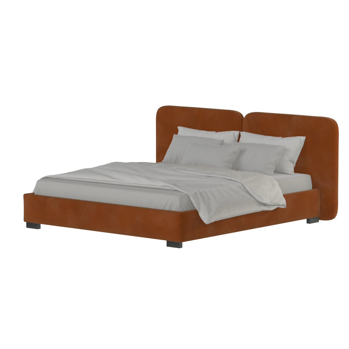 Lit double rembourré Chloé en tissu tissé doux