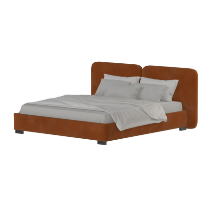 Lit double rembourré Chloé en tissu tissé doux