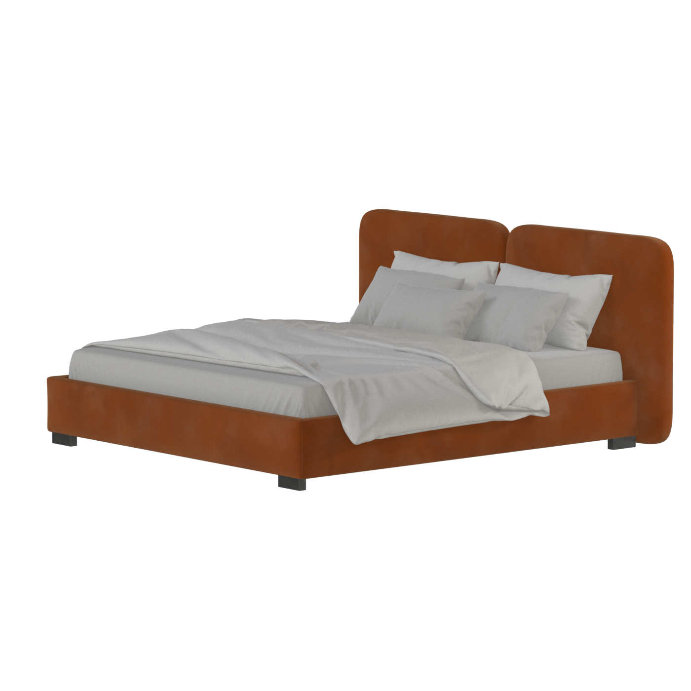Lit double rembourré Chloé en tissu tissé doux