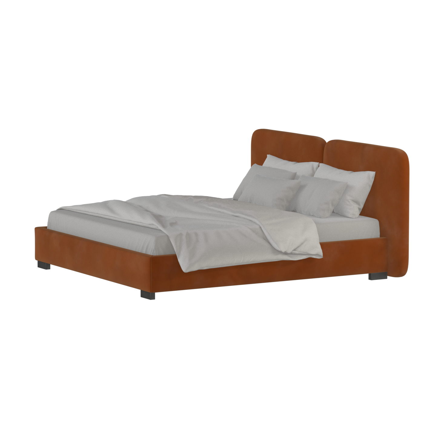 Lit double rembourré Chloé en tissu tissé doux