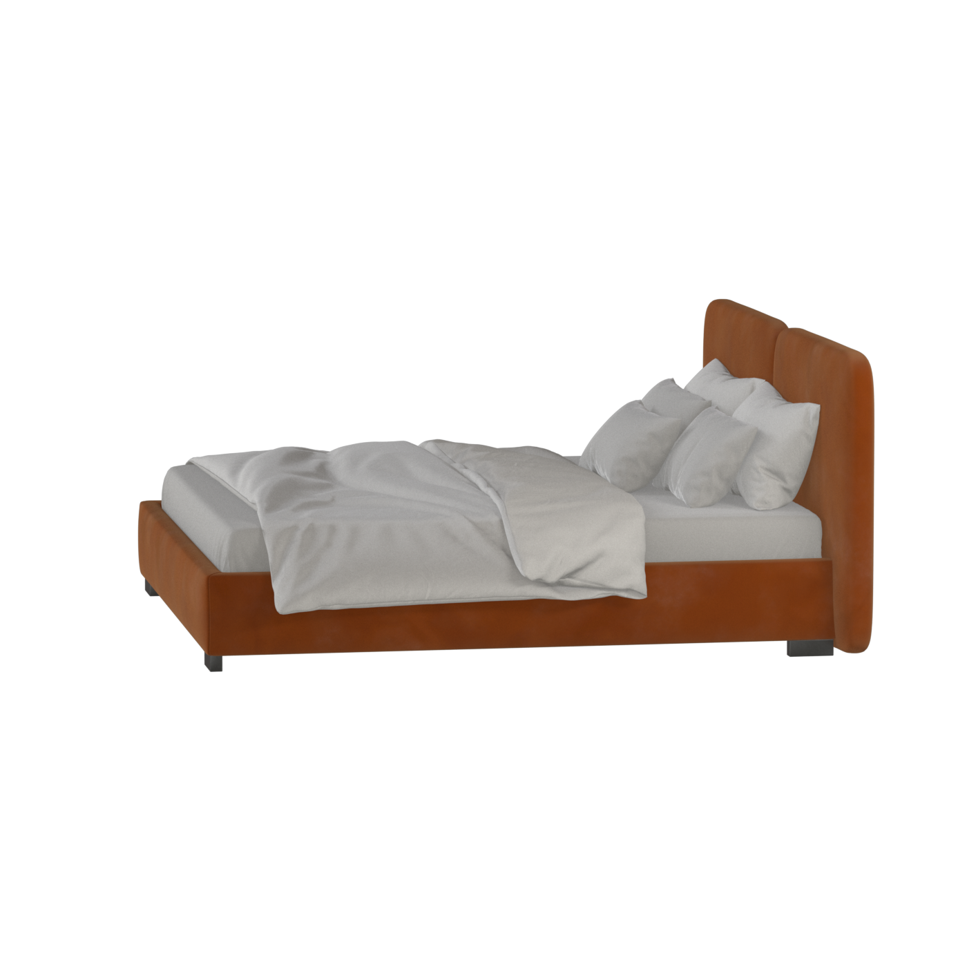 Lit double rembourré Chloé en tissu tissé doux