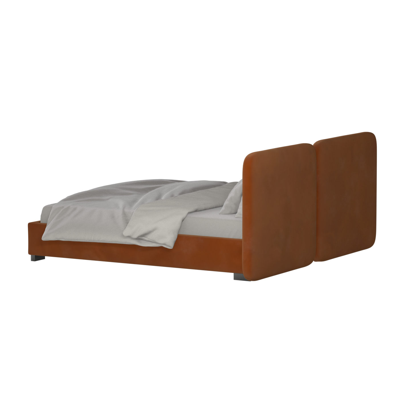 Lit double rembourré Chloé en tissu tissé doux