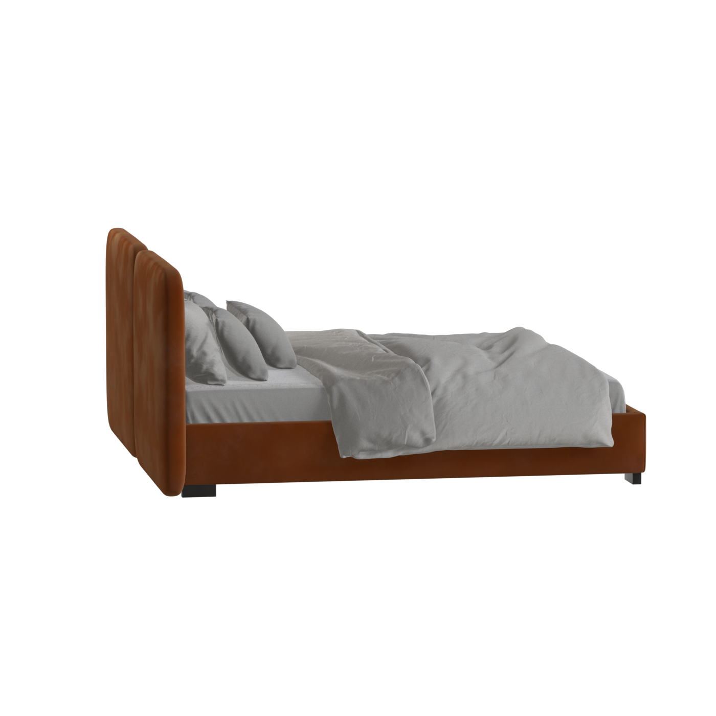 Lit double rembourré Chloé en tissu tissé doux