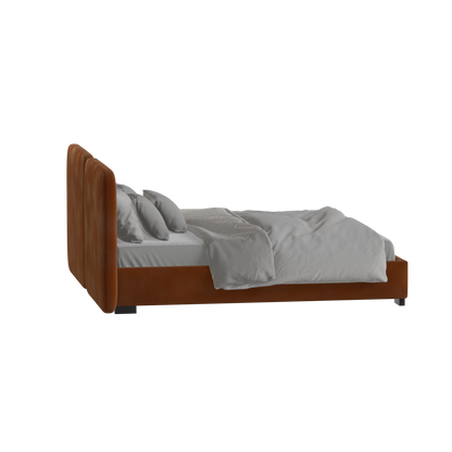 Lit double rembourré Chloé en tissu tissé doux