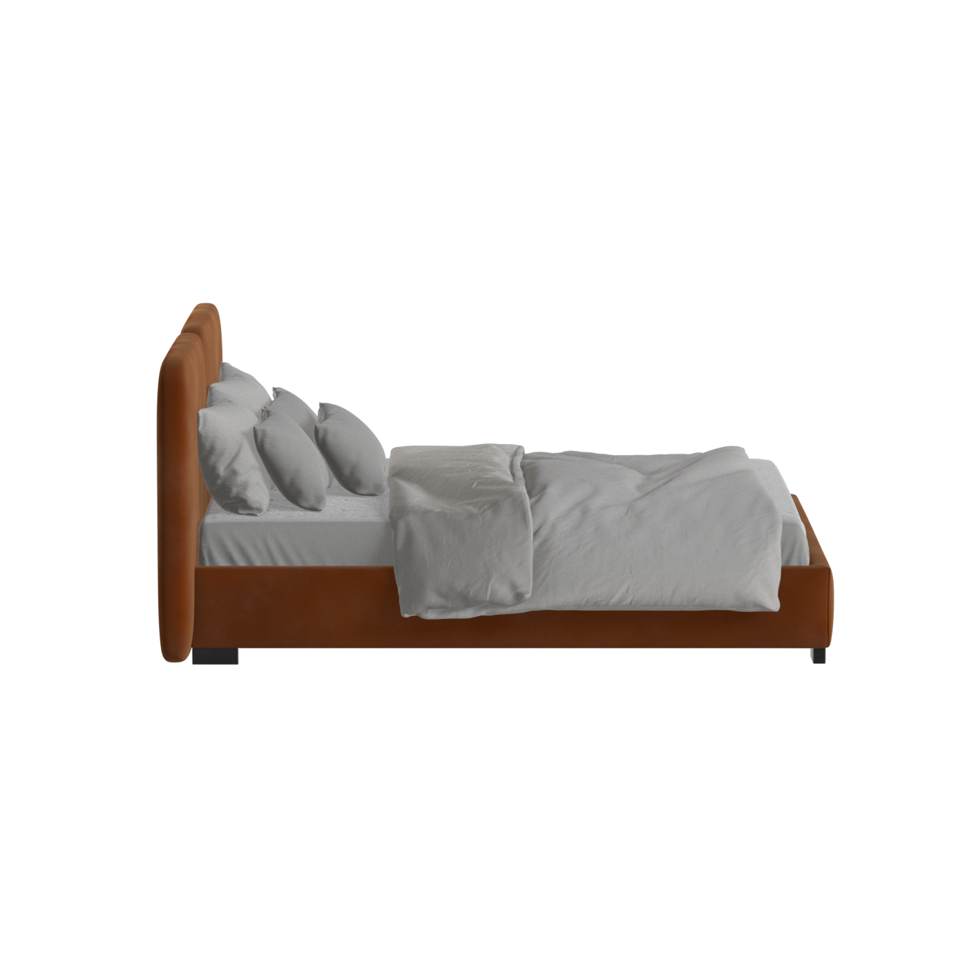 Lit double rembourré Chloé en tissu tissé doux