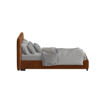 Lit double rembourré Chloé en tissu tissé doux