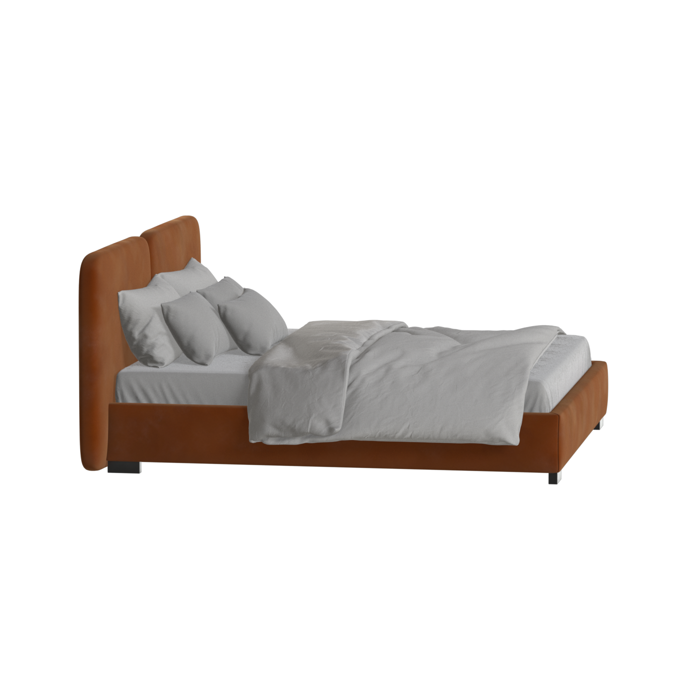 Lit double rembourré Chloé en tissu tissé doux