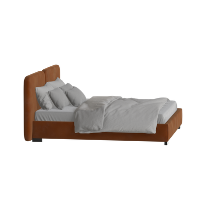 Lit double rembourré Chloé en tissu tissé doux
