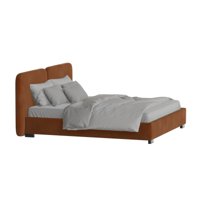 Lit double rembourré Chloé en tissu tissé doux