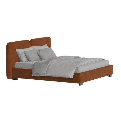 Lit double rembourré Chloé en tissu tissé doux