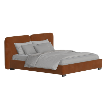 Lit double rembourré Chloé en tissu tissé doux