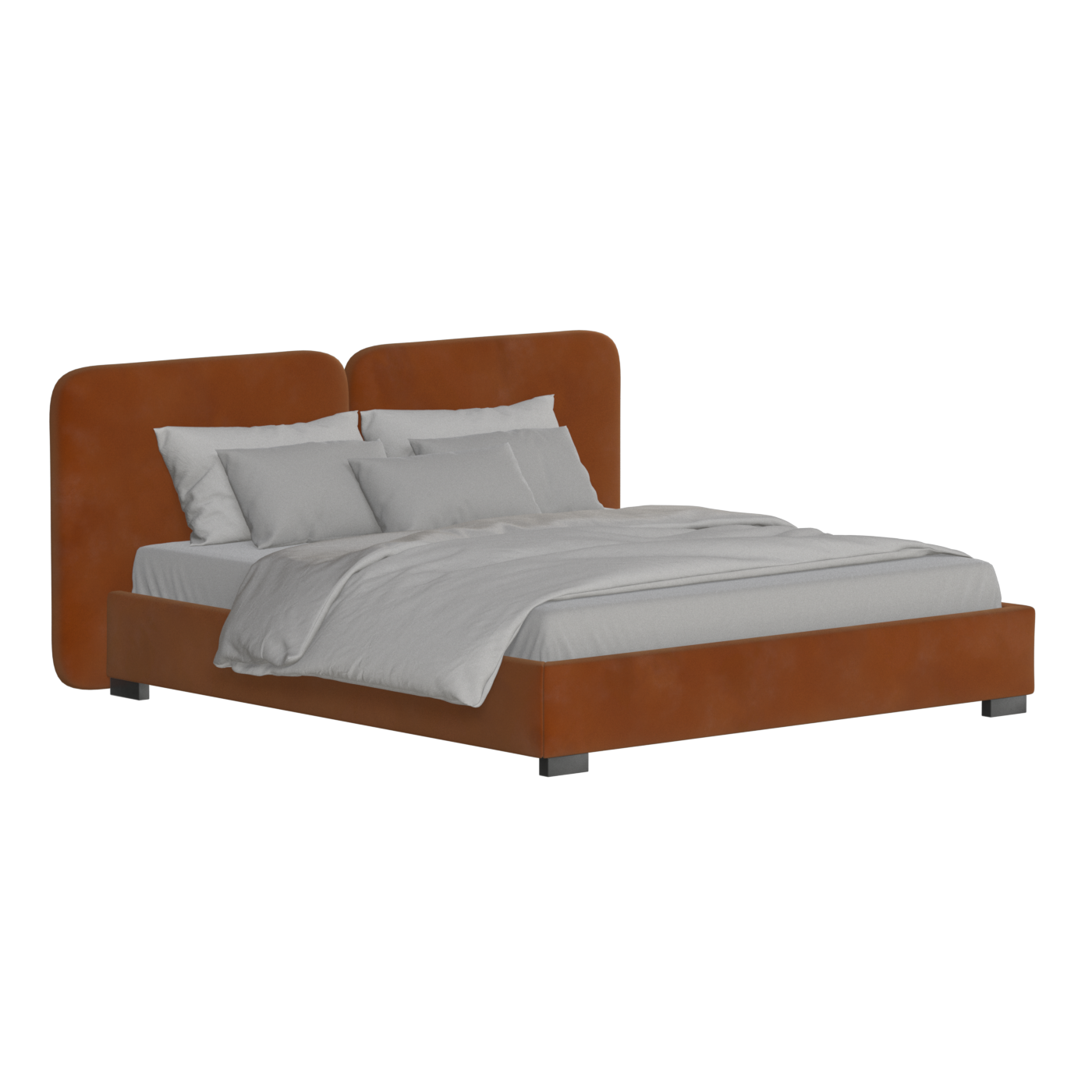 Lit double rembourré Chloé en tissu tissé doux
