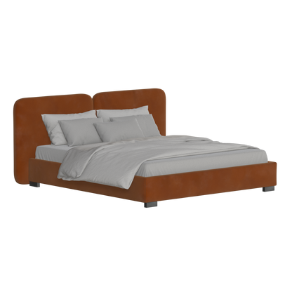 Lit double rembourré Chloé en tissu tissé doux