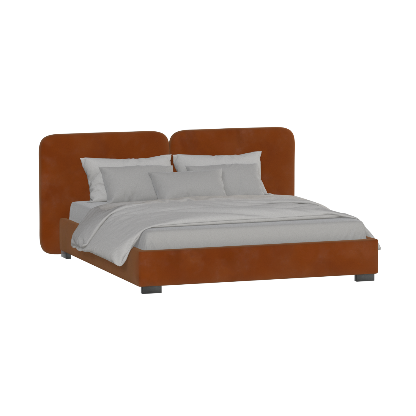Lit double rembourré Chloé en tissu tissé doux