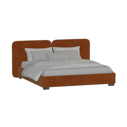 Lit double rembourré Chloé en tissu tissé doux