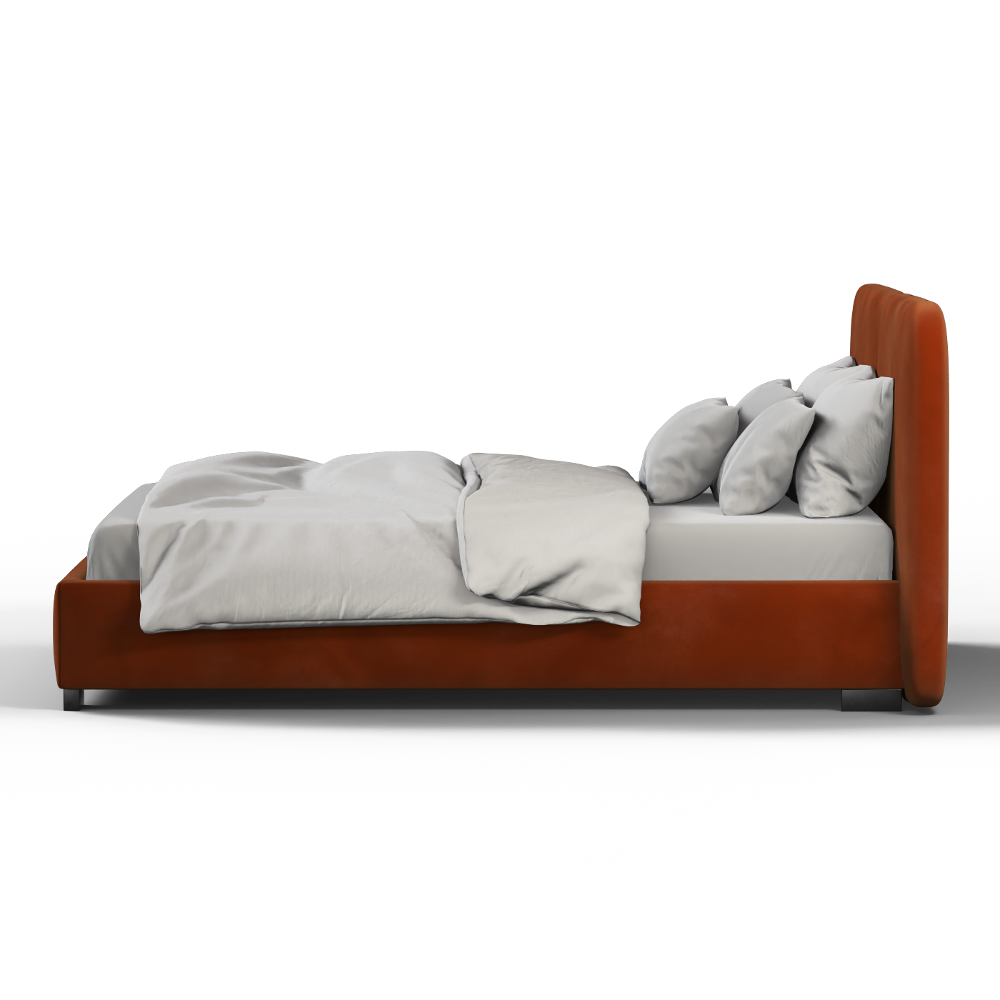 Lit double rembourré Chloé en tissu tissé doux