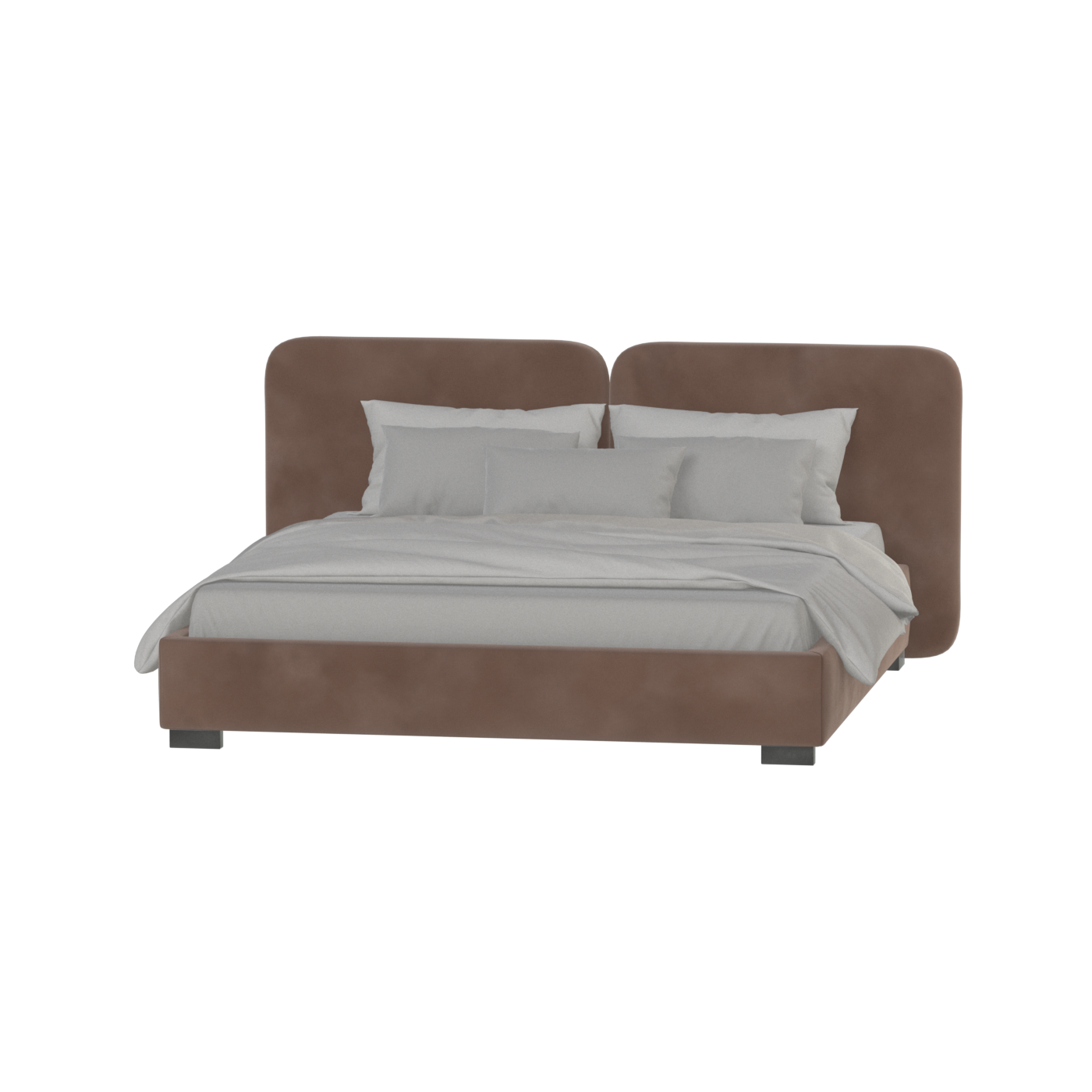 Lit double rembourré Chloé en tissu tissé doux