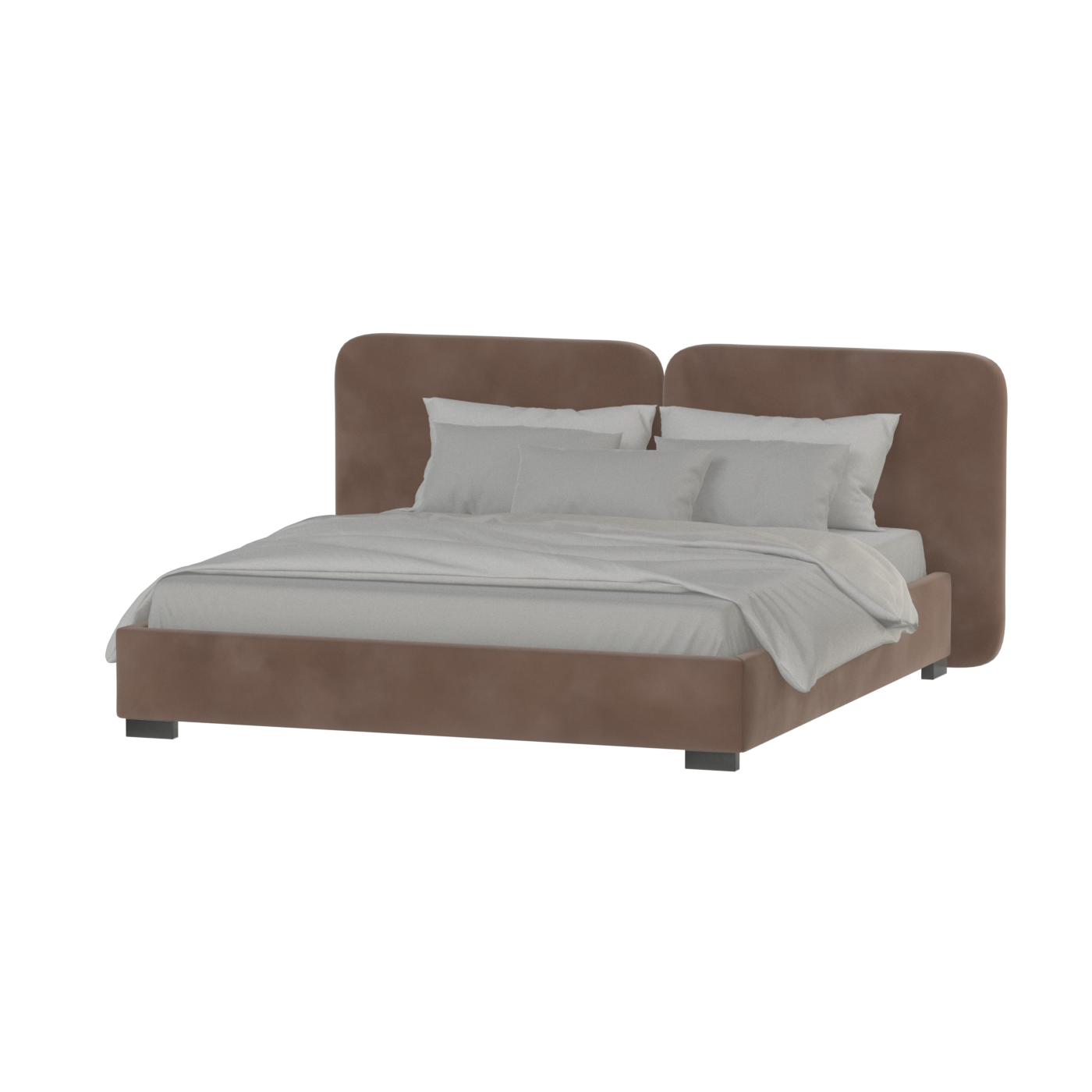 Lit double rembourré Chloé en tissu tissé doux