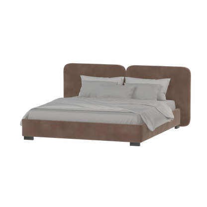 Lit double rembourré Chloé en tissu tissé doux