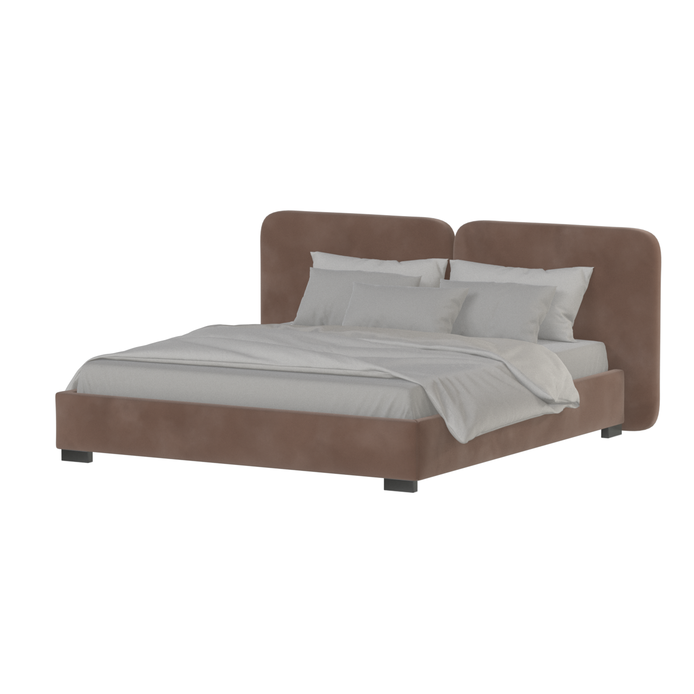 Lit double rembourré Chloé en tissu tissé doux