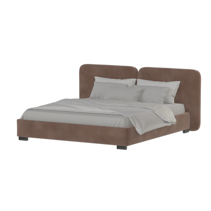 Lit double rembourré Chloé en tissu tissé doux