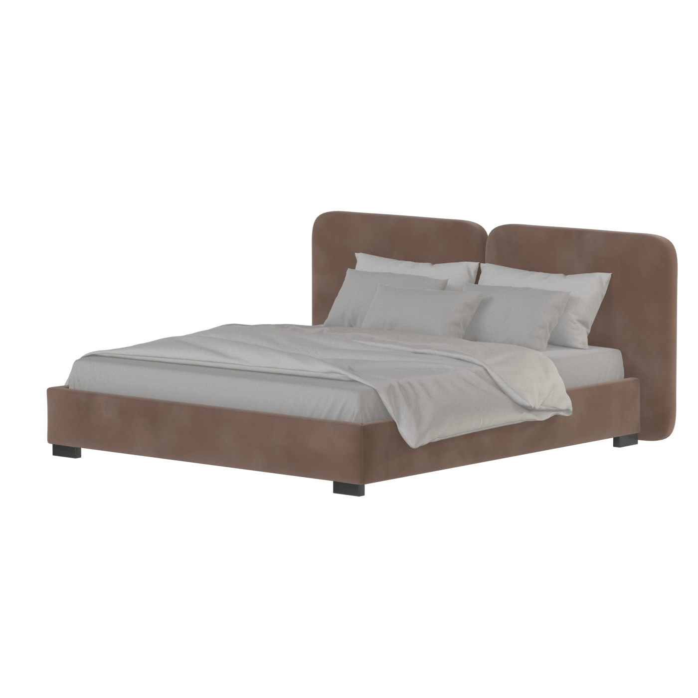 Lit double rembourré Chloé en tissu tissé doux