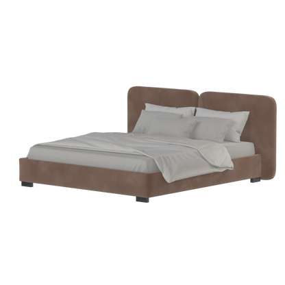 Lit double rembourré Chloé en tissu tissé doux