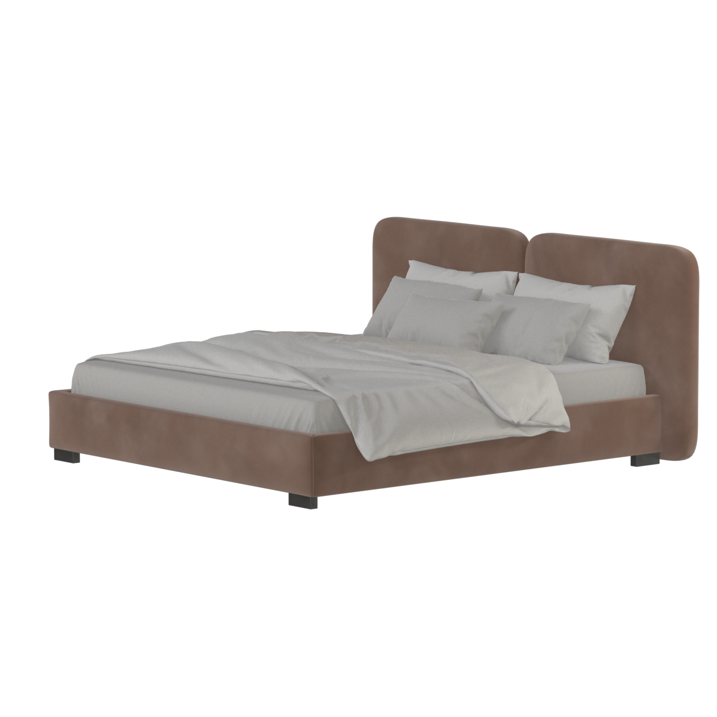 Lit double rembourré Chloé en tissu tissé doux