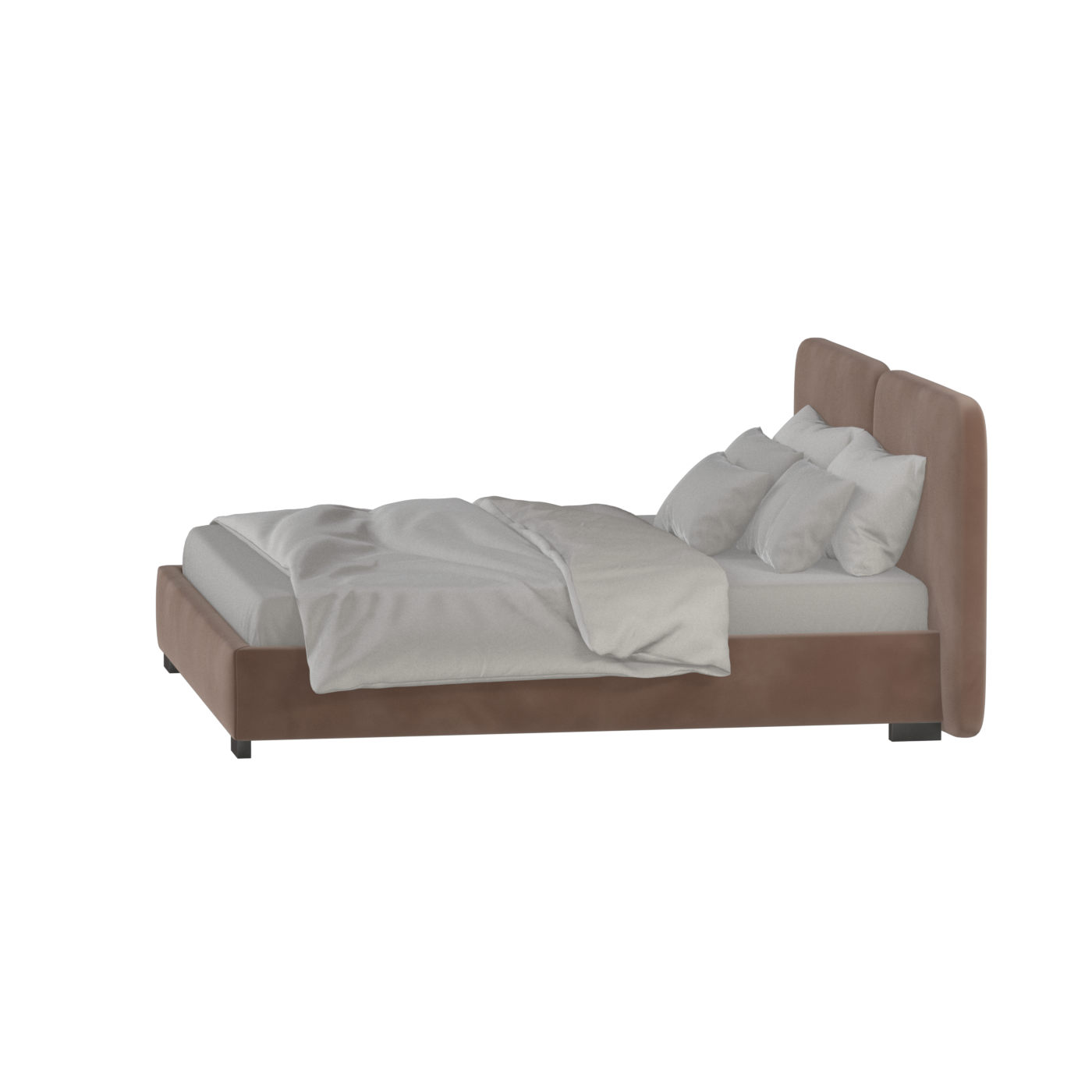 Lit double rembourré Chloé en tissu tissé doux