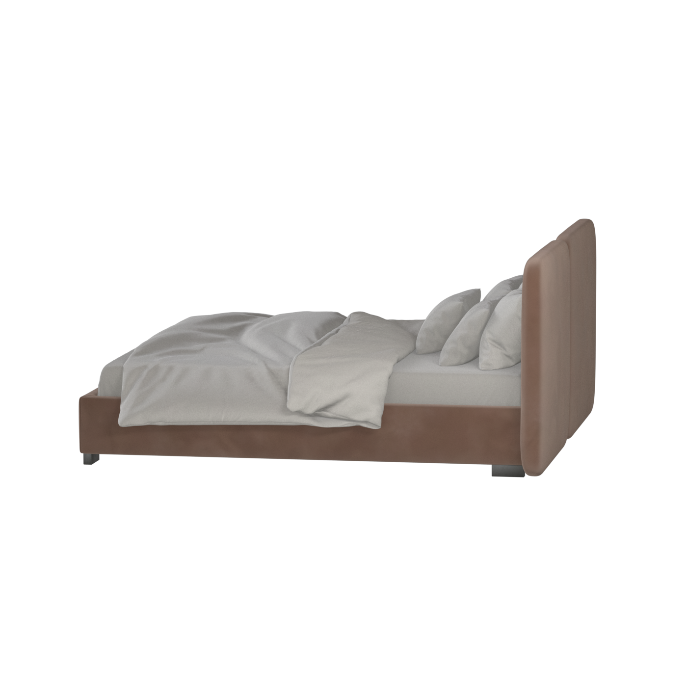 Lit double rembourré Chloé en tissu tissé doux