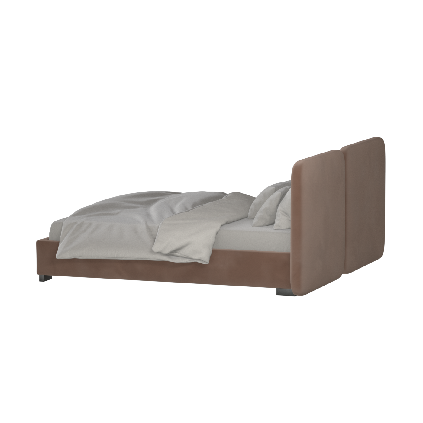 Lit double rembourré Chloé en tissu tissé doux