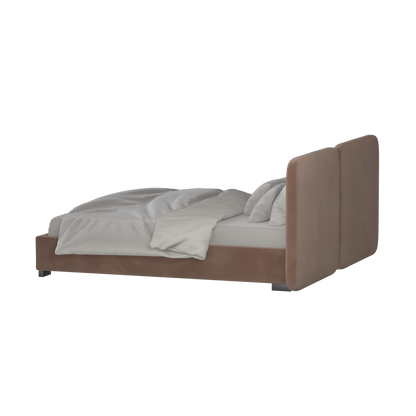 Lit double rembourré Chloé en tissu tissé doux