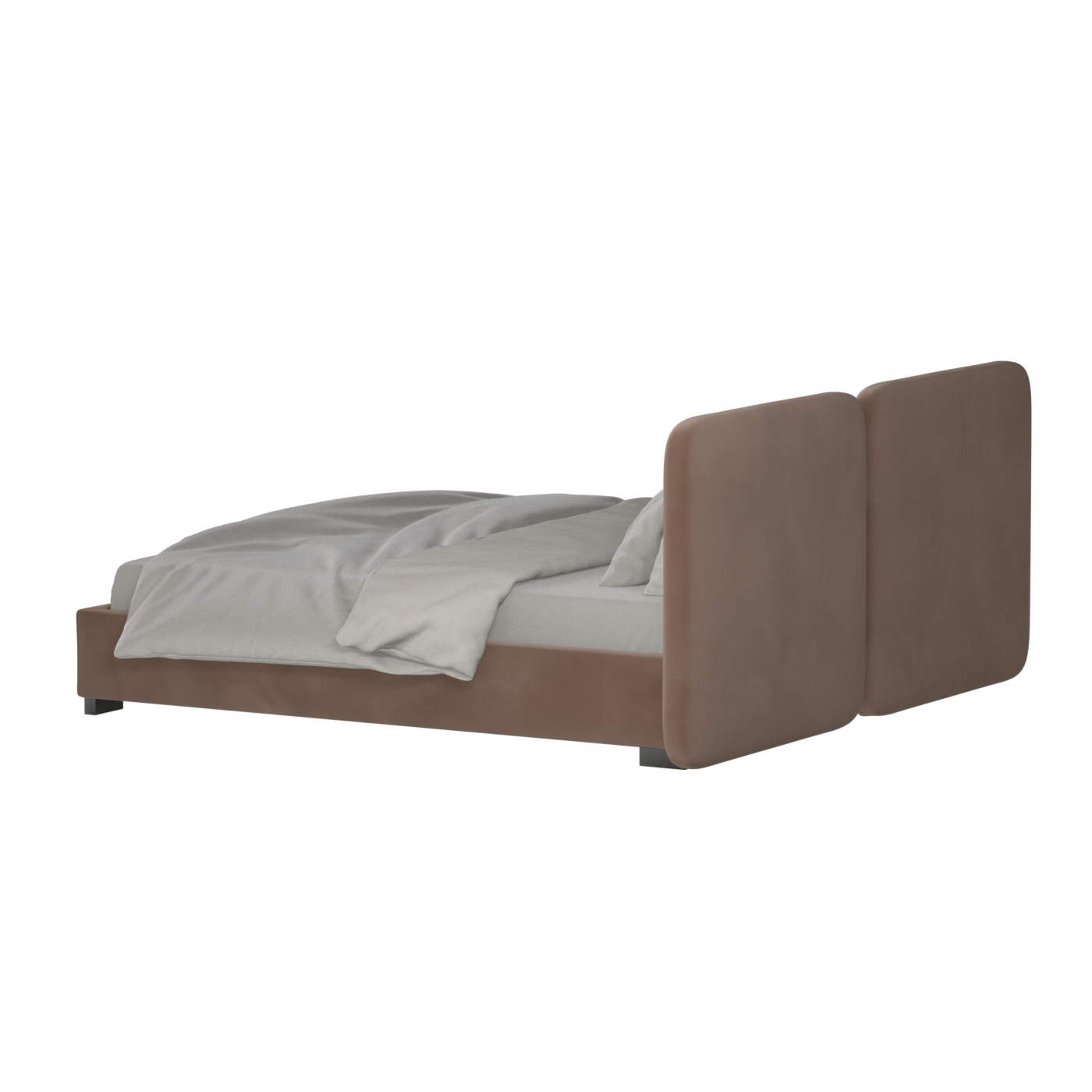 Lit double rembourré Chloé en tissu tissé doux