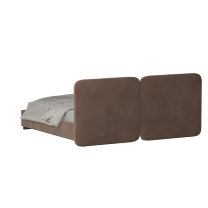 Lit double rembourré Chloé en tissu tissé doux