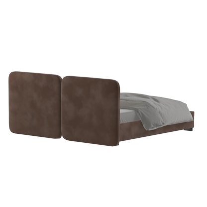 Lit double rembourré Chloé en tissu tissé doux