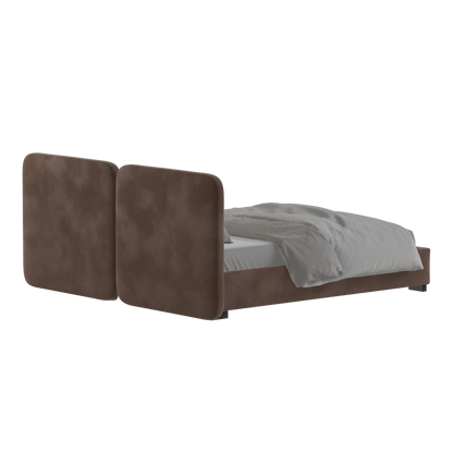 Lit double rembourré Chloé en tissu tissé doux