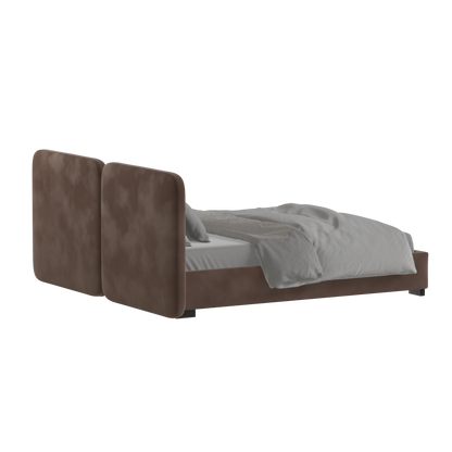 Lit double rembourré Chloé en tissu tissé doux
