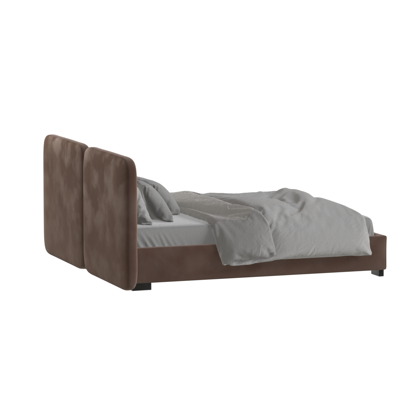 Lit double rembourré Chloé en tissu tissé doux