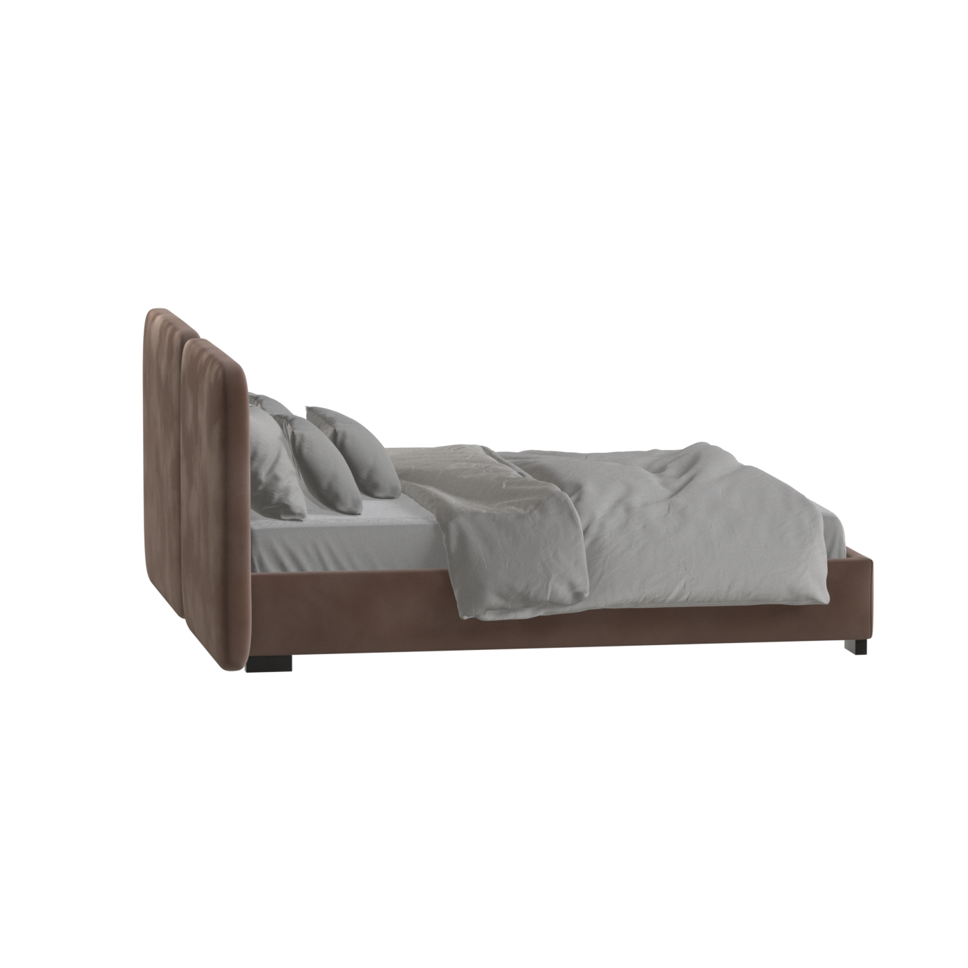 Lit double rembourré Chloé en tissu tissé doux