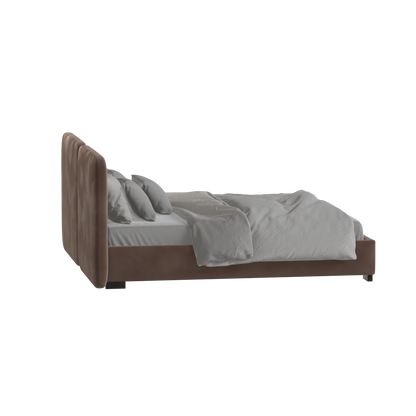 Lit double rembourré Chloé en tissu tissé doux