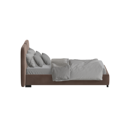 Lit double rembourré Chloé en tissu tissé doux