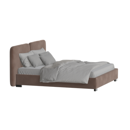 Lit double rembourré Chloé en tissu tissé doux