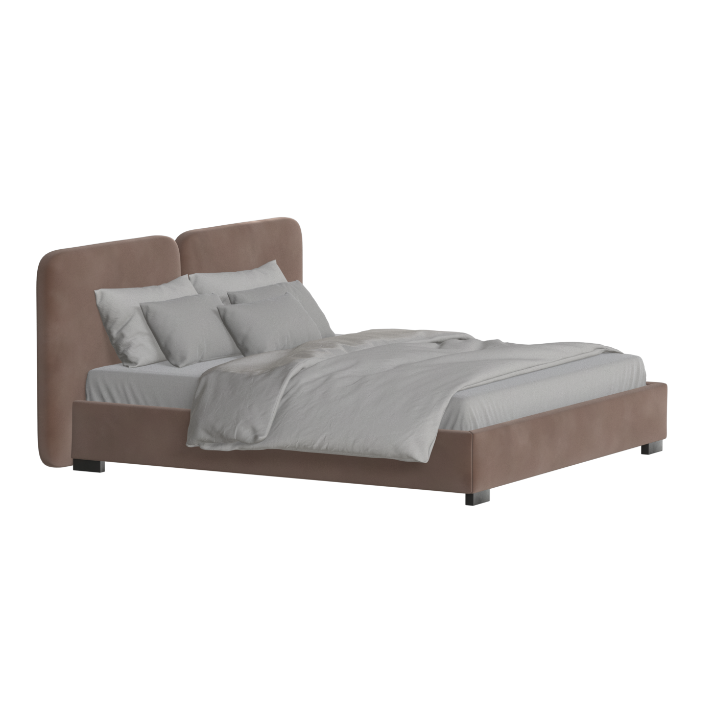 Lit double rembourré Chloé en tissu tissé doux