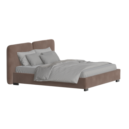 Lit double rembourré Chloé en tissu tissé doux