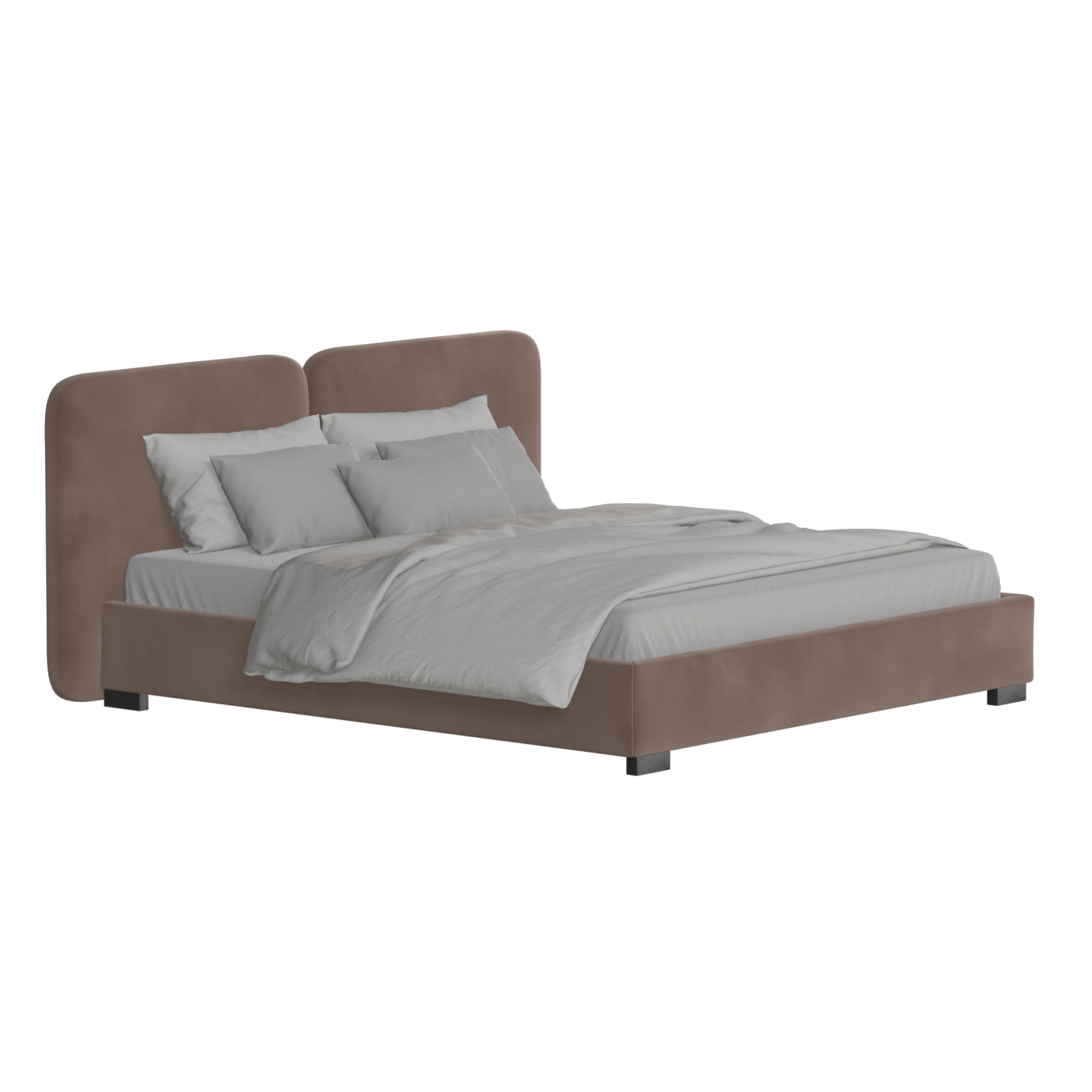 Lit double rembourré Chloé en tissu tissé doux